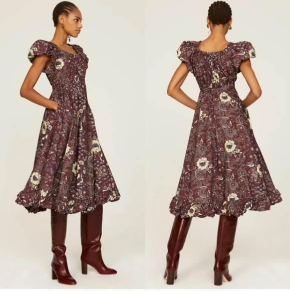 Ulla Johnson Dresses & Skirts - Ulla Johnson Nanette Dress in Heliotrope Floral Runway Midi Dress Size 10